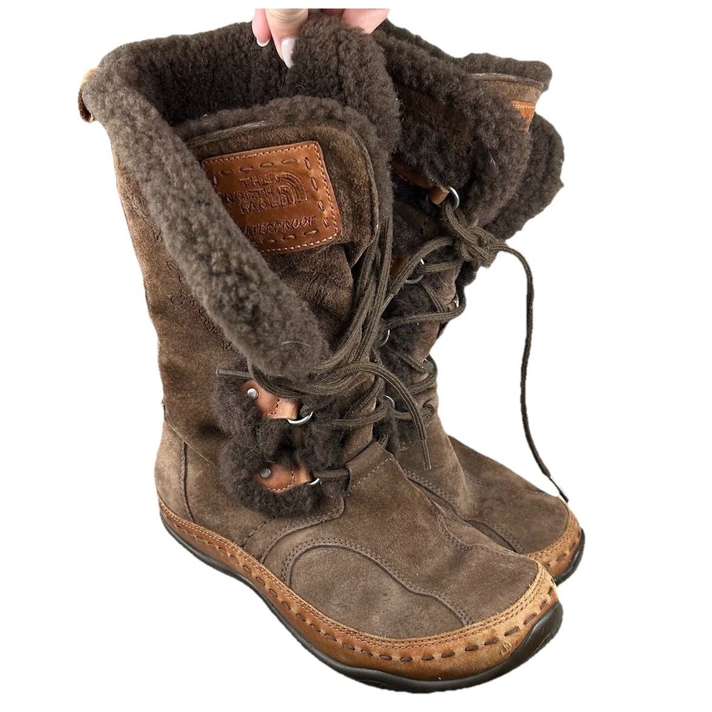 THE NORTH FACE Abby II Womens Brown Suede Winter Boots Size 6 Primaloft